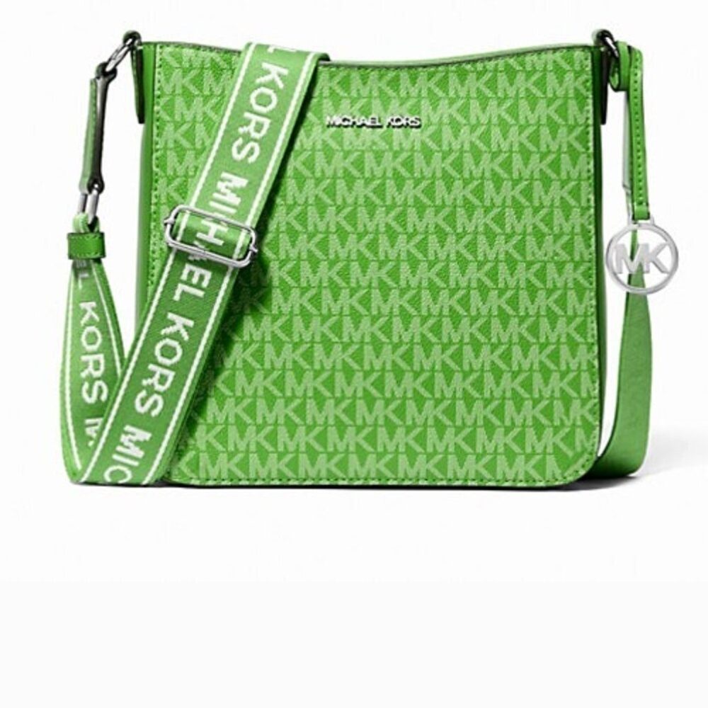 Michael Kors Green Crossbody Bag with Monogram Pattern